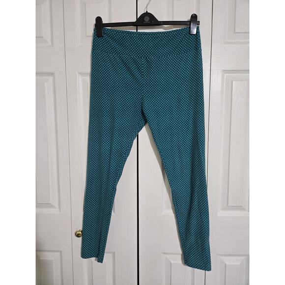 Lularoe tall and curvy women's teal and polka dot leggings - Picture 1 of 9
